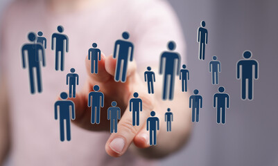 Concept of global connection, communication, and human relations in the digital age. Shows a network of connect