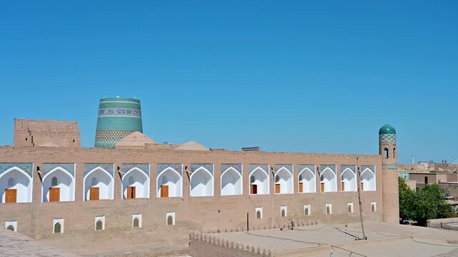 Cityscape view of the ancient historic center of Khiva, Uzbekistan