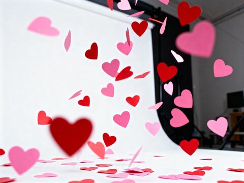 cute red heart shapes floating festive wedding or anniversary decor