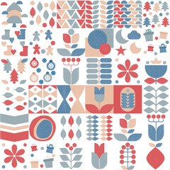 abstract christmas banner, poster, cover, or postcard. geometry Modern scandinavian style, background
