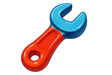 Wrench icon representing repair, maintenance, settings, and technical support. Bright colorful tool symbol for user interfaces