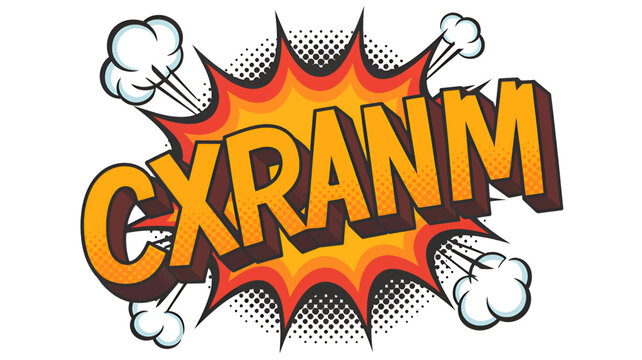 Comic explosion with the text CXRANM vector illustration in pop art style isolated on white background