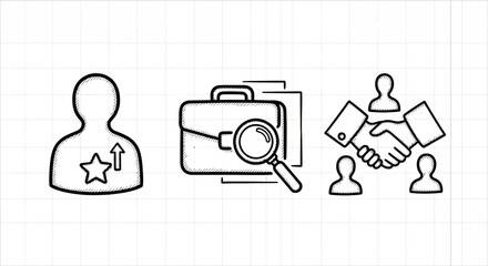 Linear style business icons for growth and success concepts