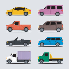 Set of car and transport icons vector collection