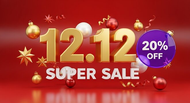 1212 super sale with 20% off and festive decorations - Powered by Adobe