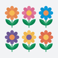 Colorful vector flower set illustration for spring and summer design