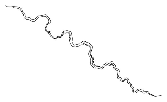 Single continuous line drawing of a winding river path from a top down view Abstract water stream in minimalist one line art style vector illustration
