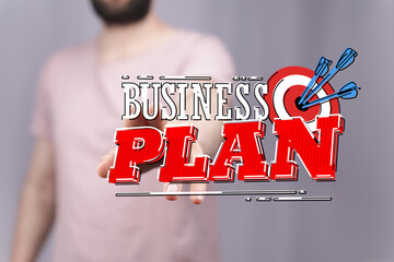 Visualize success: Hand holding business plan target concept. Business, planning, strategy, goal,...