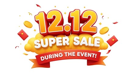 1212 super sale during the event isolated on white background