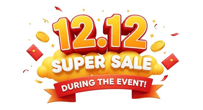 1212 super sale during the event isolated on white background - Powered by Adobe