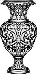 Ornate Decorative Floral Vase Illustration