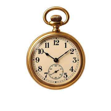 vintage pocket watch on transparent background