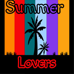 Summer Lovers Retro Sunset Palm Tree T-Shirt
