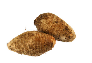 close up on taro isolated on white background