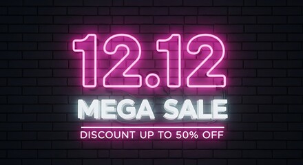 1212 mega sale neon sign discount up to 50% off