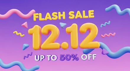 Flash sale 1212 up to 50% off promotion with fun elements