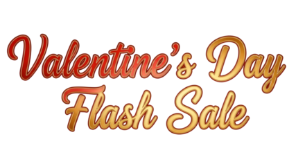 Valentines day flash sale text isolated on transparent background