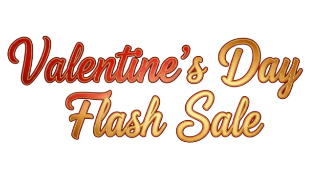 Valentines day flash sale text isolated on transparent background