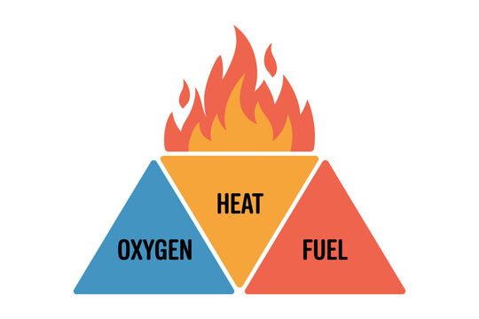 The fire triangle illustrates the three essential elements needed for combustion: heat, oxygen, and fuel.