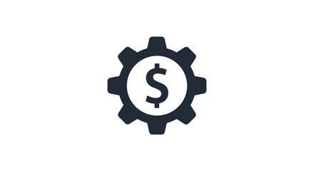 Simplistic gear with dollar symbol depicting financial efficiency concept