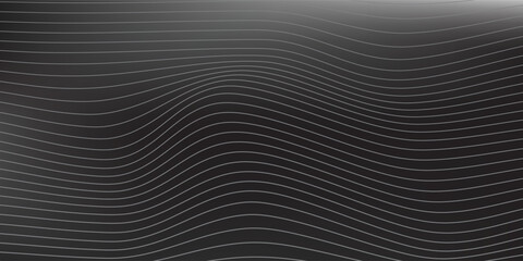 Abstract monochrome metalic dark with grey wavy lines background. Modern technology line.