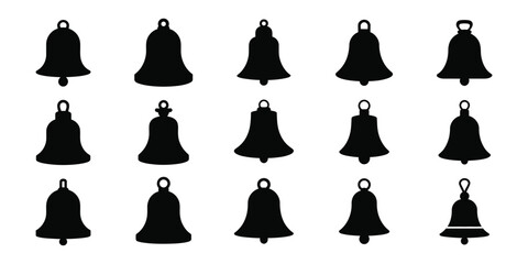 set of Christmas bell icon. Christmas bell silhouette icon. A vintage vector illustration set of black fashion accessories and shoes for a beautiful wedding bride or stylish party woman