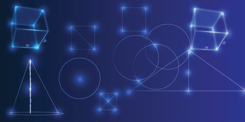 Abstract Mathematical and geometric background vector in gradient blue education remix .Premium luxury design styleVector illustration.
