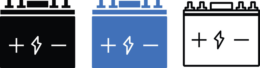 Car battery icon collection ,Black Car battery icon, Automotive charge sign.battery energy charging icon sign vector illustration,
