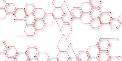 abstract geometric red texture background red hexagon 3D background texture. 3d rendering illustration. Clear pattern abstract background hexagon .Futuristic abstract banner.