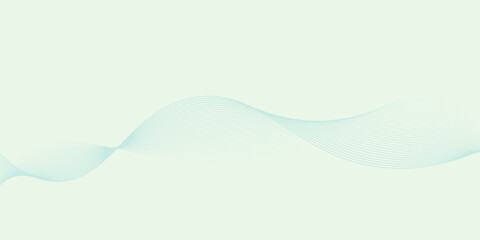 Smooth blue wave lines on soft green color abstract background.