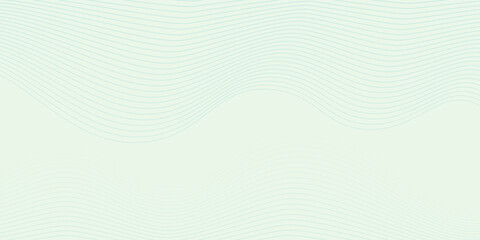 Smooth blue wave lines on soft green color abstract background. Dynamic flow lines. Simple design.