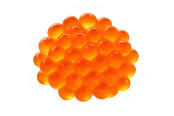 Salmon roe on transparent background, fresh ikura fish eggs, gourmet seafood delicacy, japanese cuisine ingredient
