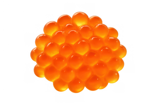 Salmon roe on transparent background, fresh ikura fish eggs, gourmet seafood delicacy, japanese cuisine ingredient
