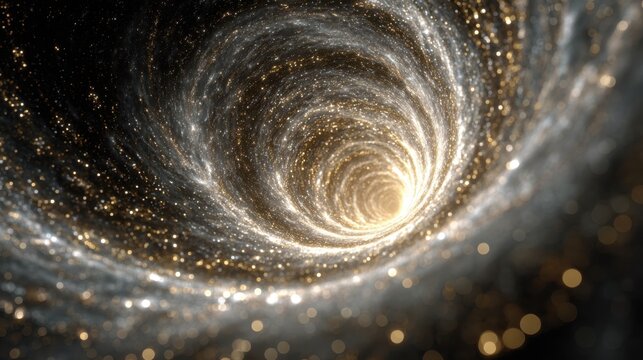 Abstract Digital Space Tunnel with Glowing Particles and Sparkling Light Effects