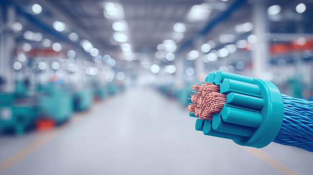 Factory Hazard Assessment, A damaged electrical cable sparks on a factory floor, highlighting safety hazards in an industrial environment.