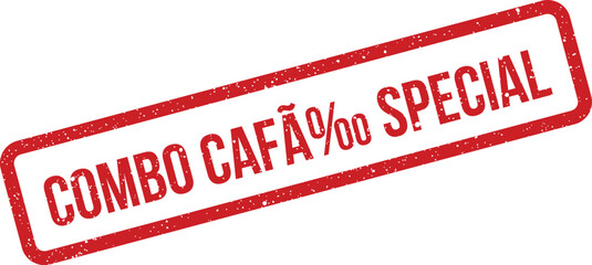 A distinct red grungy rubber stamp showcases the phrase Combo Cafao Special on an isolated white backdrop