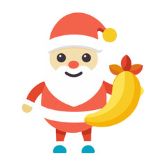 Cute cartoon santa claus character holding a golden bell isolated on transparent background