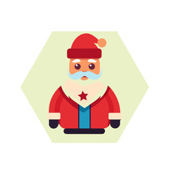 Cute flat design santa claus character with red hat and beard isolated on transparent background