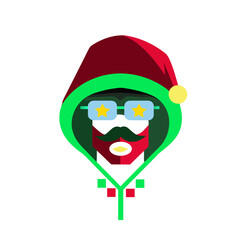 Fototapeta premium Stylized christmas character with star sunglasses and moustache isolated on transparent background