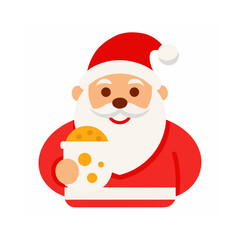 Cartoon santa claus holding a bowl of festive treats isolated on transparent background