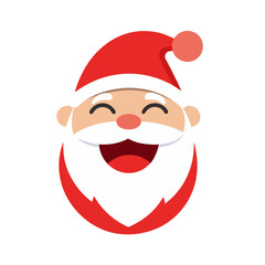 Happy santa claus face with big beard and red hat isolated on transparent background