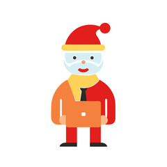 Stylized santa claus character with a black mask and laptop isolated on transparent background