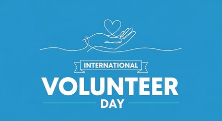 International volunteer day graphic with hand and heart