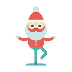 Cute cartoon santa claus character doing a yoga pose on a stand isolated on transparent background