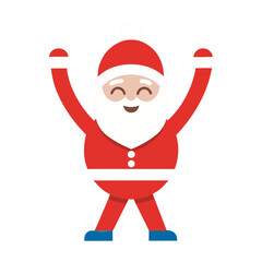 Joyful santa claus character with arms raised in celebration isolated on transparent background