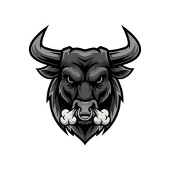 Bull Head Logo Emblem, Fierce Bull Head Emblem