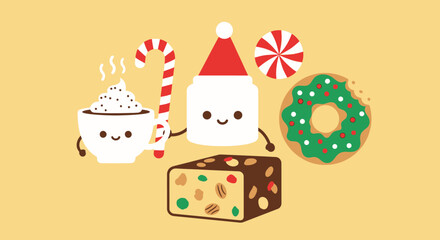 Whimsical Christmas treats and festive delights illustration
