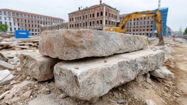Factory Hazard Assessment, Improper stacking of heavy materials presents risks of collapse; this image highlights safety concerns in material handling and storage practices.