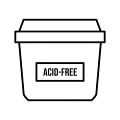 Acid-free container or product packaging outline icon for safe storage and preservation of delicate items