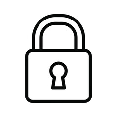 Outline padlock icon symbolizing security, privacy, protection, and restricted access for various digital interfaces.